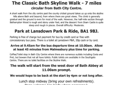 Malmesbury Walkers - Classic Bath Skyline Walk
